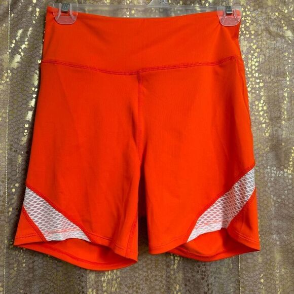 Free People Movement Space Race Orange Bike Shorts Medium NWOT - Picture 1 of 8